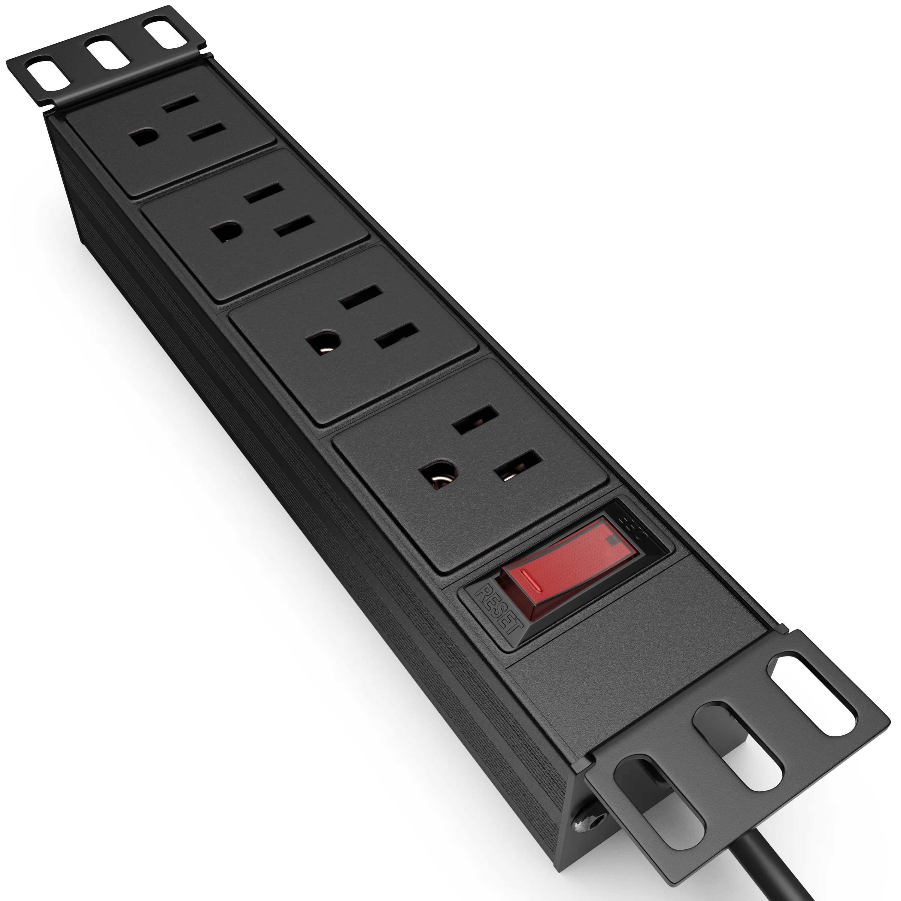 10" Rack PDU - 1U (4 Outlet) Power Distribution Unit 10 inch w/Protection (110V/15A 6ft Cable) - Tupavco TP1713 - Image 4