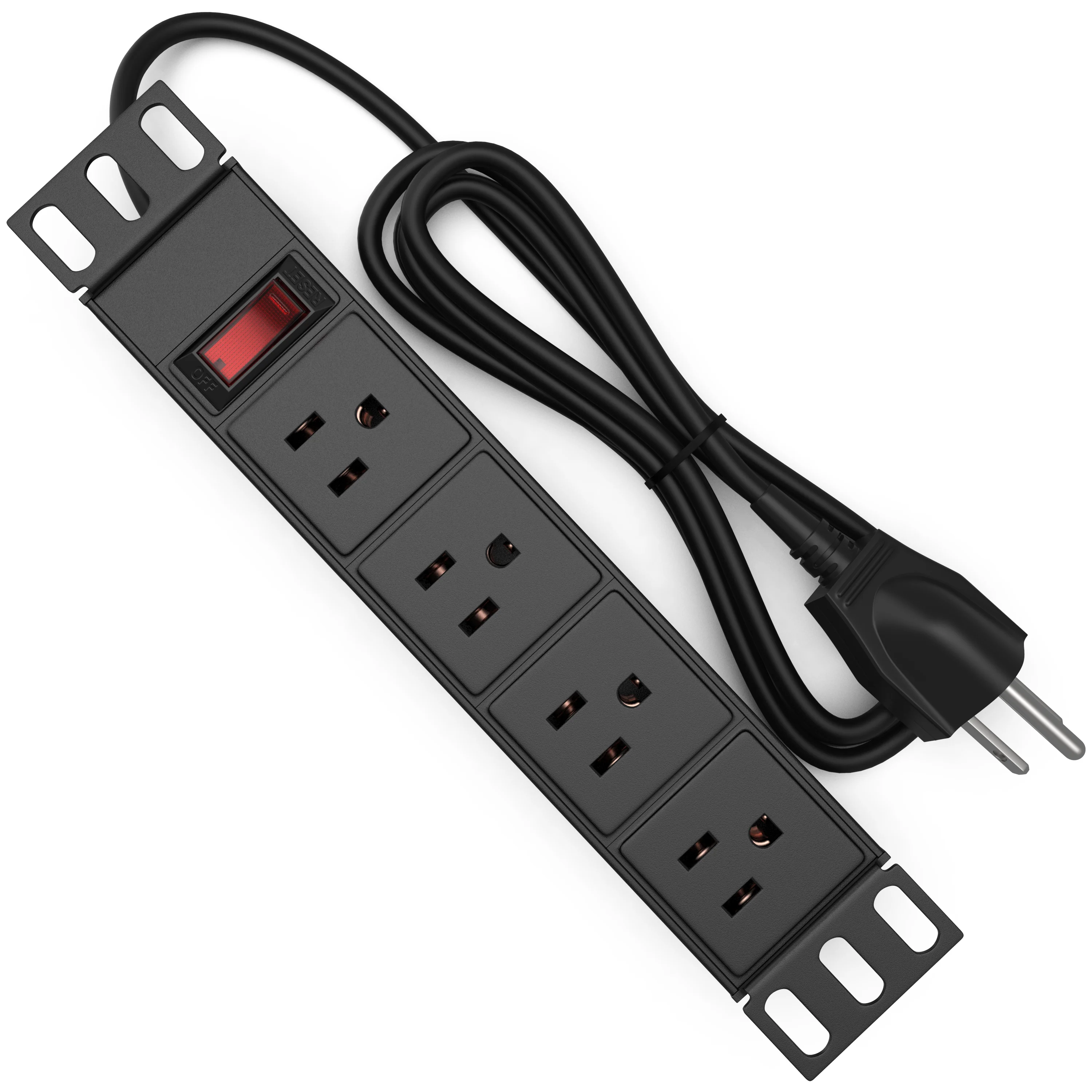 10" Rack PDU - 1U (4 Outlet) Power Distribution Unit 10 inch w/Protection (110V/15A 6ft Cable) - Tupavco TP1713 - Image 5