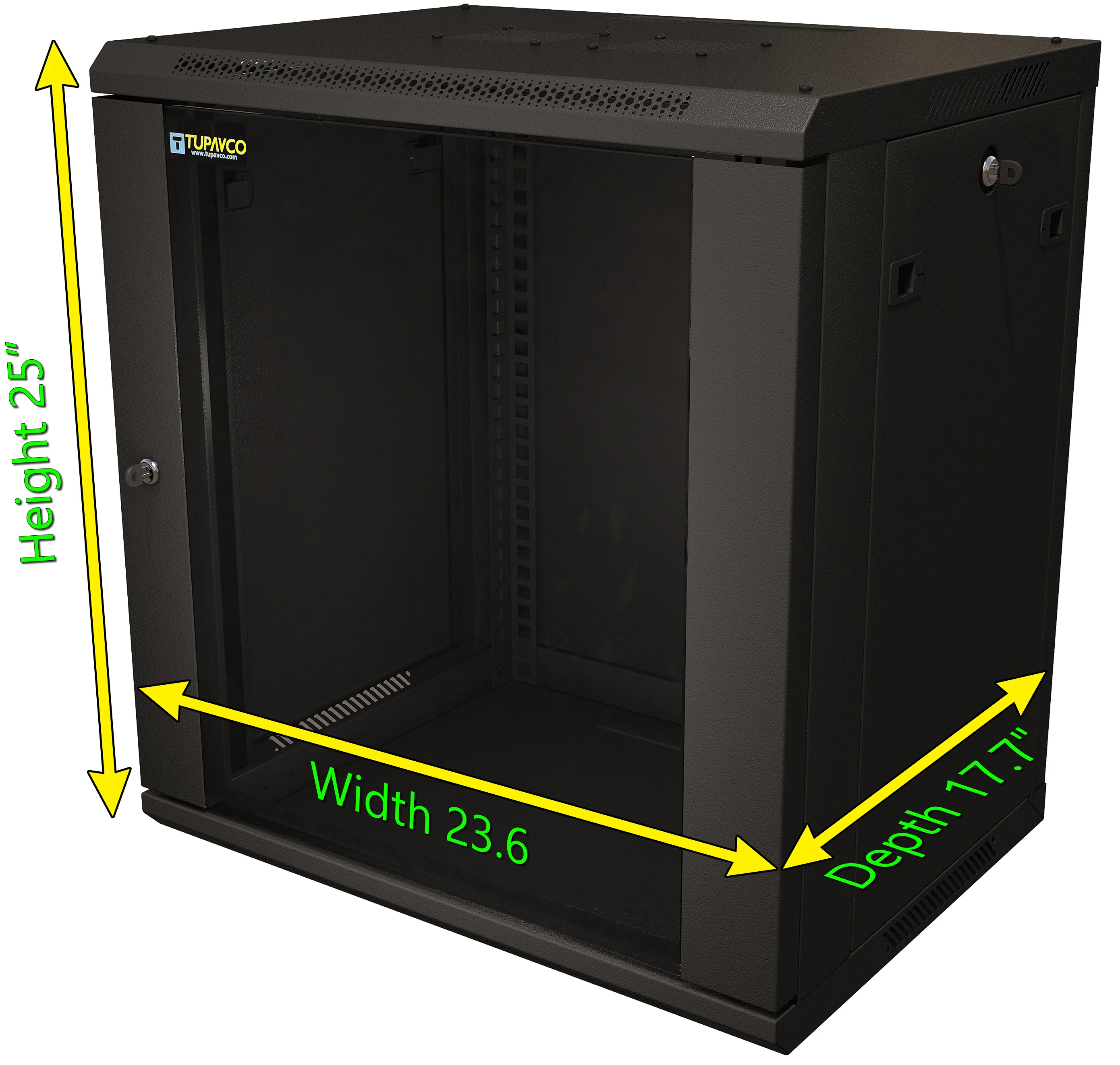 12U Server Rack Cabinet 19" - Vent Fans - Lockable Glass Door - Steel Frame - Lockable Removable Sides - Image 10