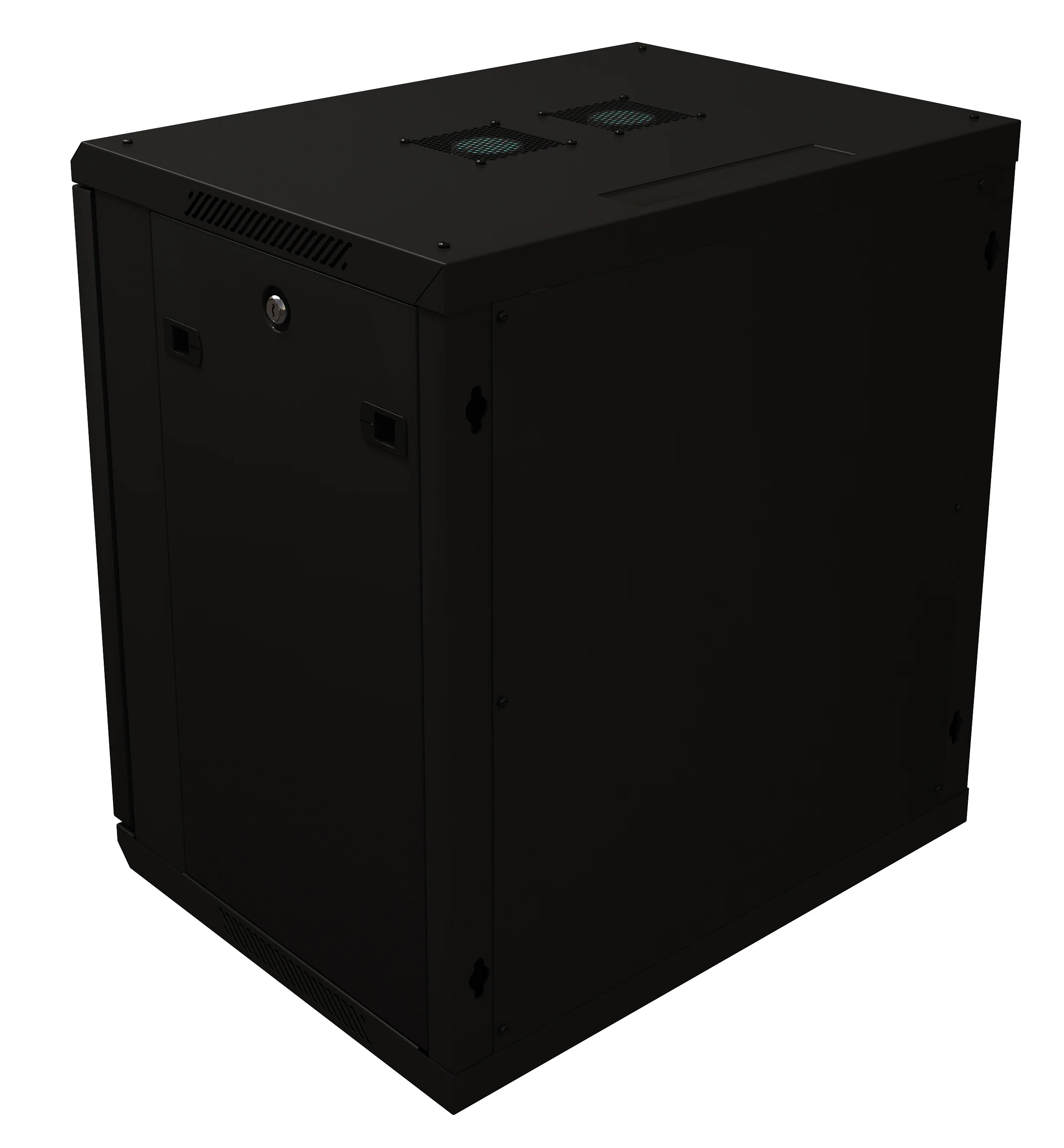 12U Server Rack Cabinet 19" - Vent Fans - Lockable Glass Door - Steel Frame - Lockable Removable Sides - Image 3