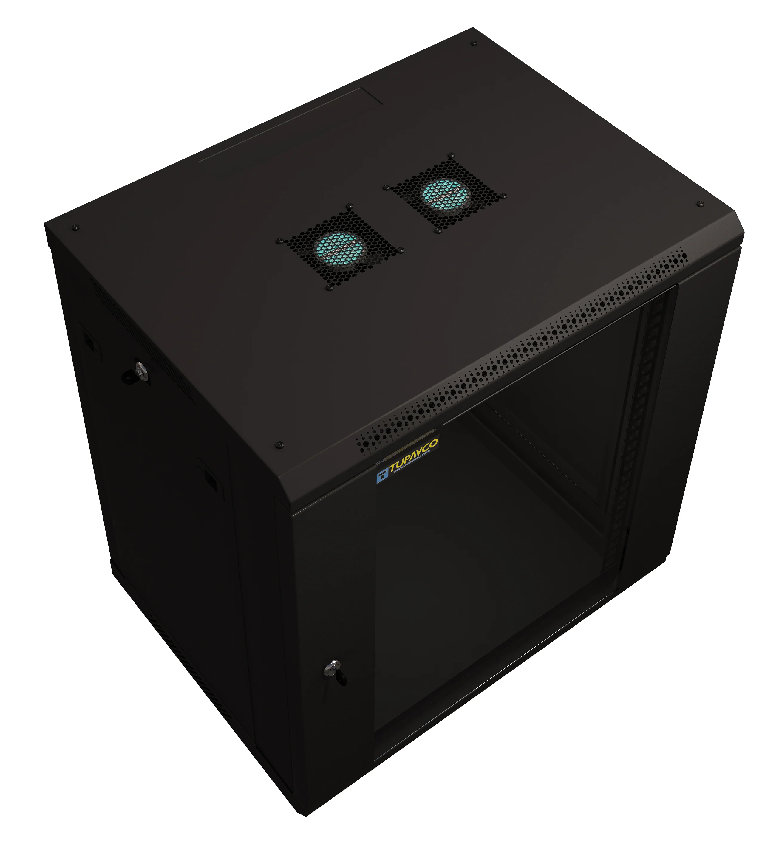12U Server Rack Cabinet 19" - Vent Fans - Lockable Glass Door - Steel Frame - Lockable Removable Sides - Image 6