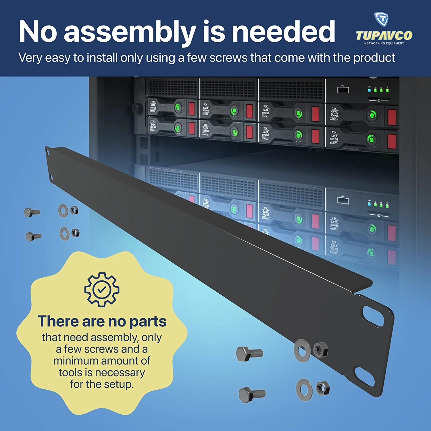 1U Blank Panel (2 Pack) - Metal Spacer 19" Filler for Server Rack Cabinet Enclosure - Black Durable Steel - Image 7