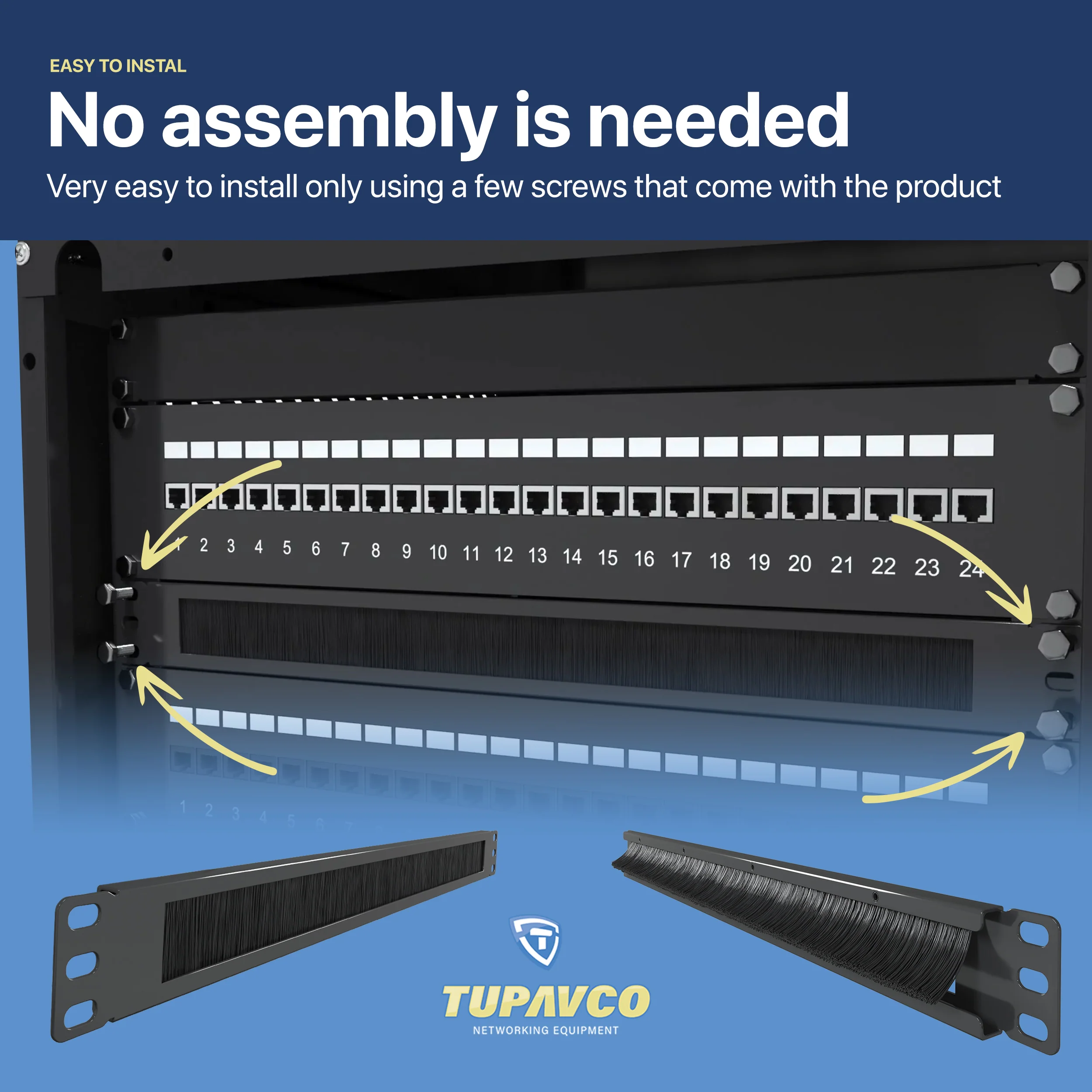 1U Brush Panel (2 Pack) - 19 inch Rackmount Strip Cable Management Spacer for Network Server Rack Cabinet Enclosure - Image 5