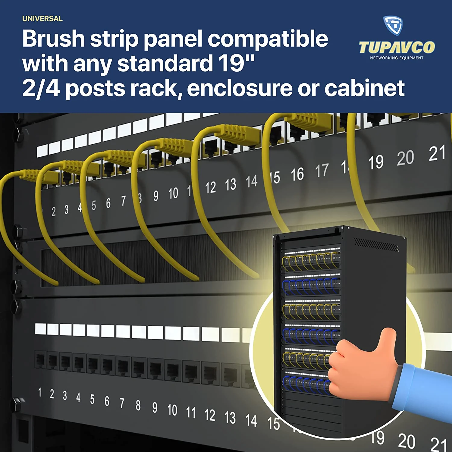 1U Brush Panel (3 Pack) - 19 inch Rackmount Strip Cable Management Spacer for Network Server Rack Cabinet Enclosure - Image 7