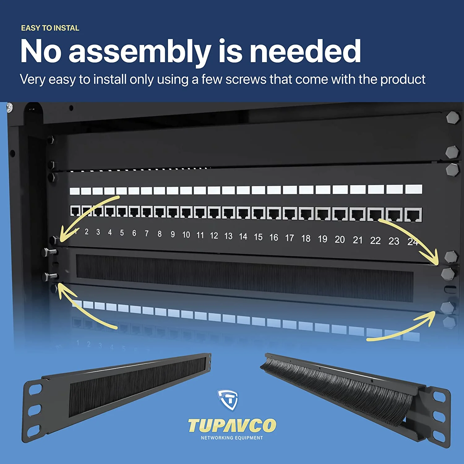 1U Brush Panel (3 Pack) - 19 inch Rackmount Strip Cable Management Spacer for Network Server Rack Cabinet Enclosure - Image 8