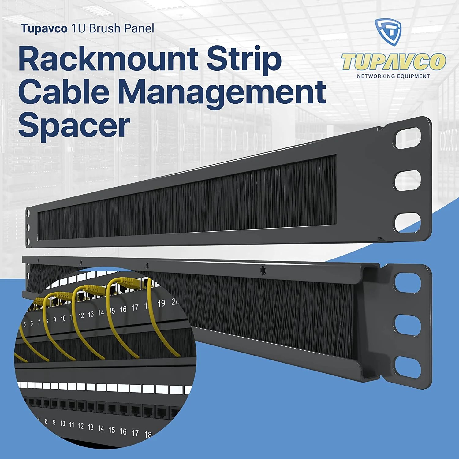 1U Brush Panel (5 Pack) - 19 inch Rackmount Strip Cable Management Spacer for Network Server Rack Cabinet Enclosure - Image 2