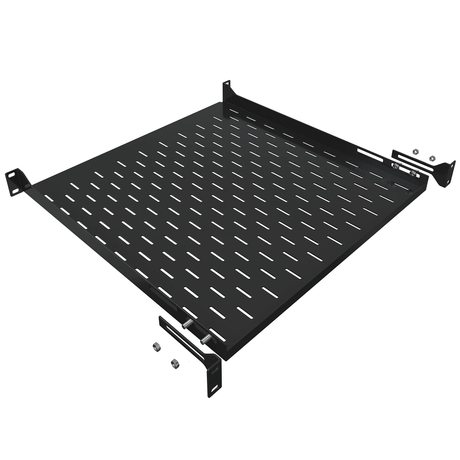 1U Server Rack Shelf - 19" Rackmount Tray - 17.7" (450mm) Deep 4-Post Fixed Mount for Computer Network/AV/IT Equipment Cabinet Enclosure - Image 2
