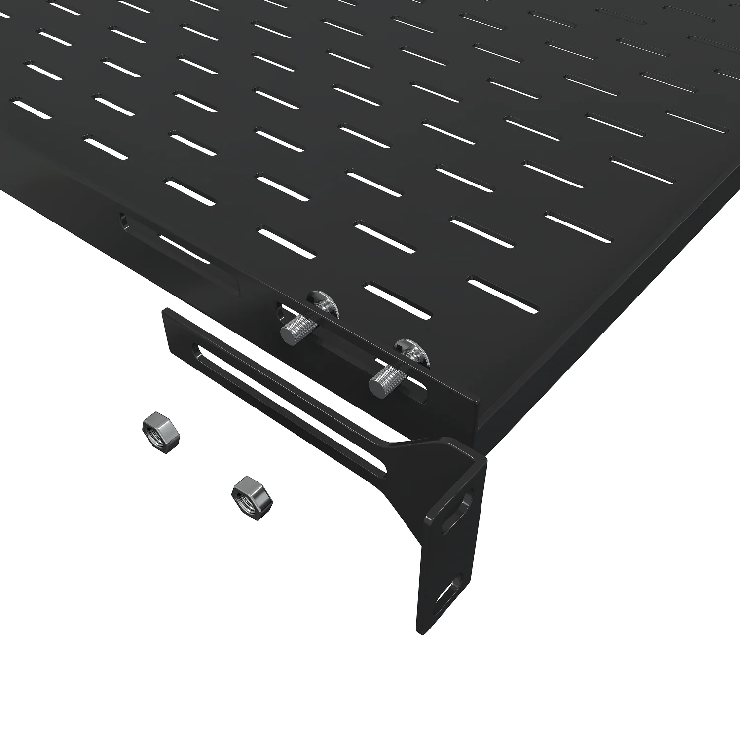1U Server Rack Shelf - 19" Rackmount Tray - 17.7" (450mm) Deep 4-Post Fixed Mount for Computer Network/AV/IT Equipment Cabinet Enclosure - Image 3
