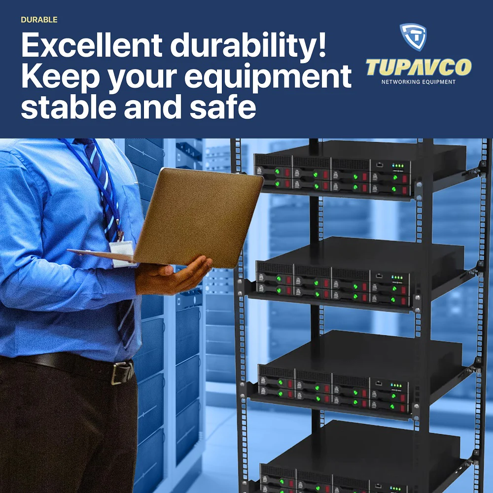 1U Server Rack Shelf - 19" Rackmount Tray - 17.7" (450mm) Deep 4-Post Fixed Mount for Computer Network/AV/IT Equipment Cabinet Enclosure - Image 5
