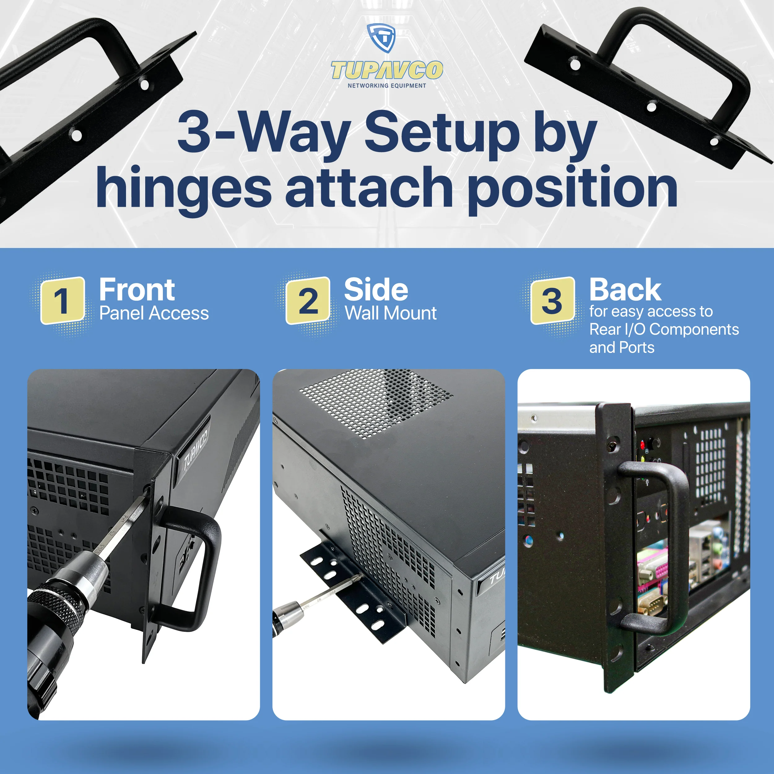 3U Server Chassis - Compact 12" Deep 19" Rackmount ATX Computer Case - Tupavco TP1833 - Image 3