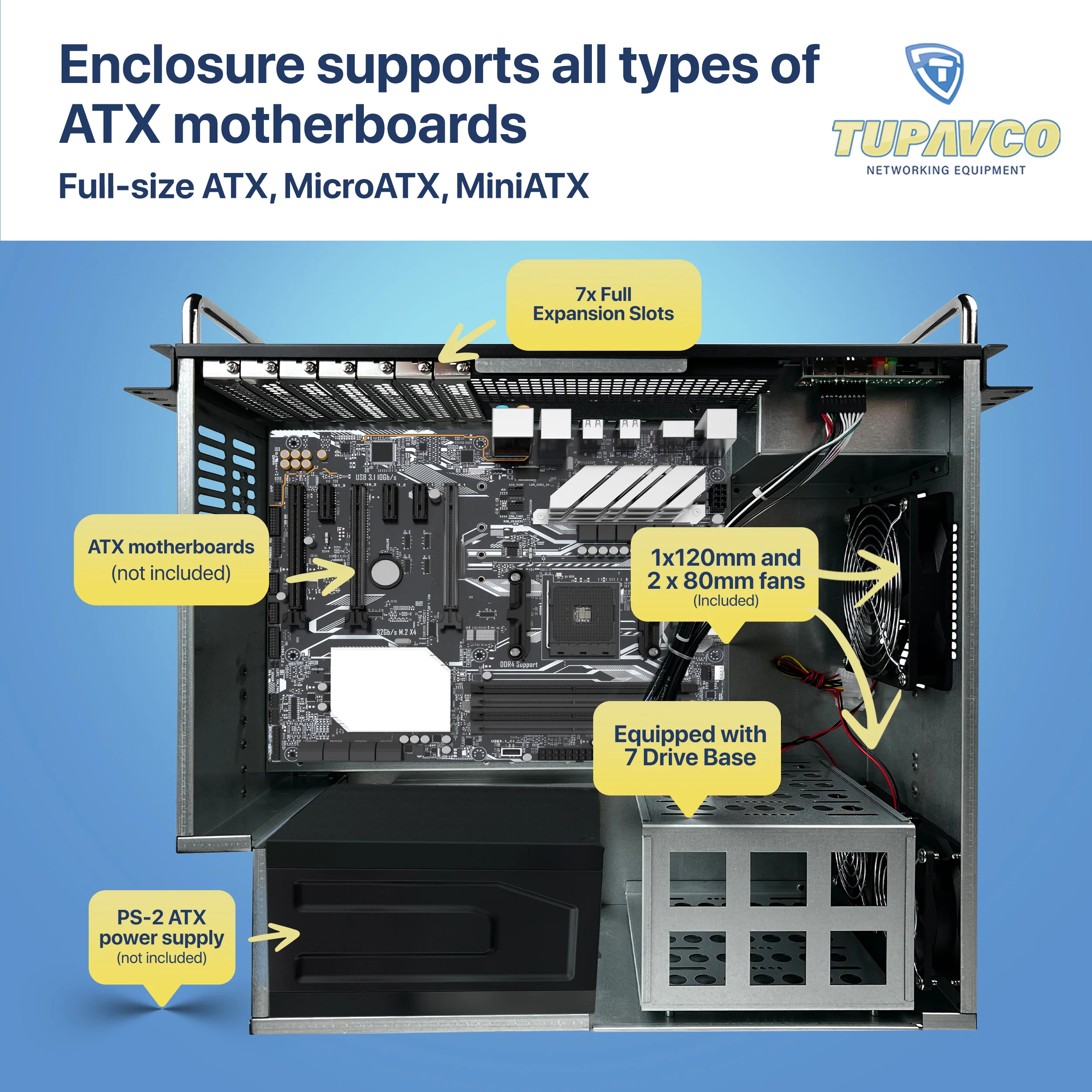 4U Server Chassis - Rackmount Computer Enclosure - Compact 15" Depth Case - Tupavco TP1842 - Image 4