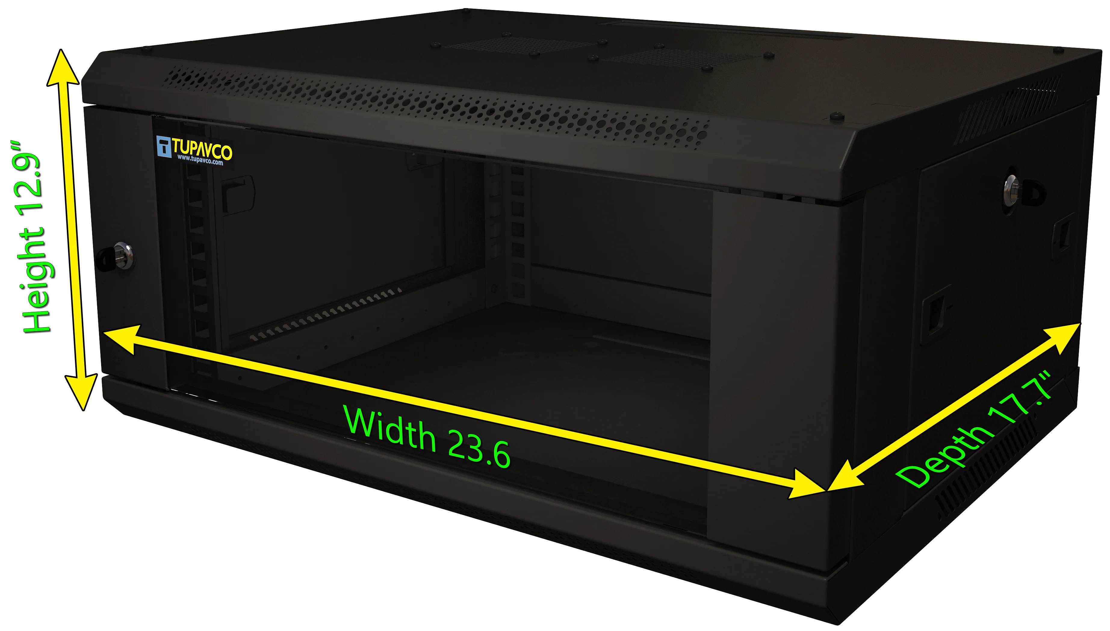 4U Server Rack Cabinet 19" - Vent Fans - Lockable Glass Door - Steel Frame - Lockable Removable Sides - Image 5