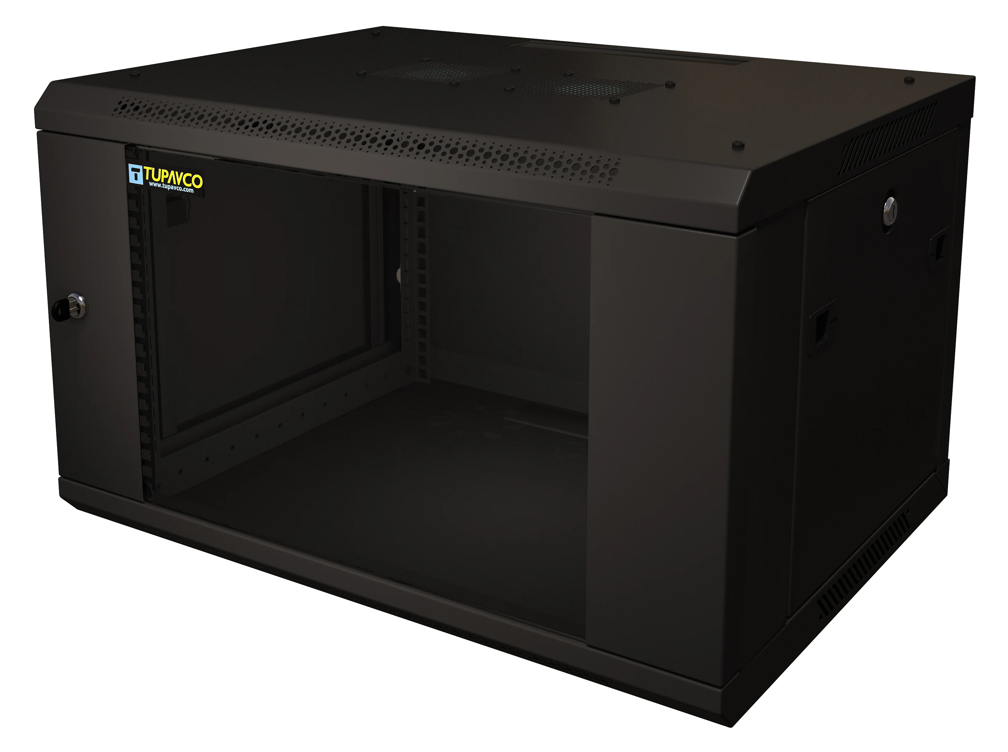 6U Server Rack Cabinet 19" - Vent Fans - Lockable Glass Door - Steel Frame - Lockable Removable Sides - Image 3