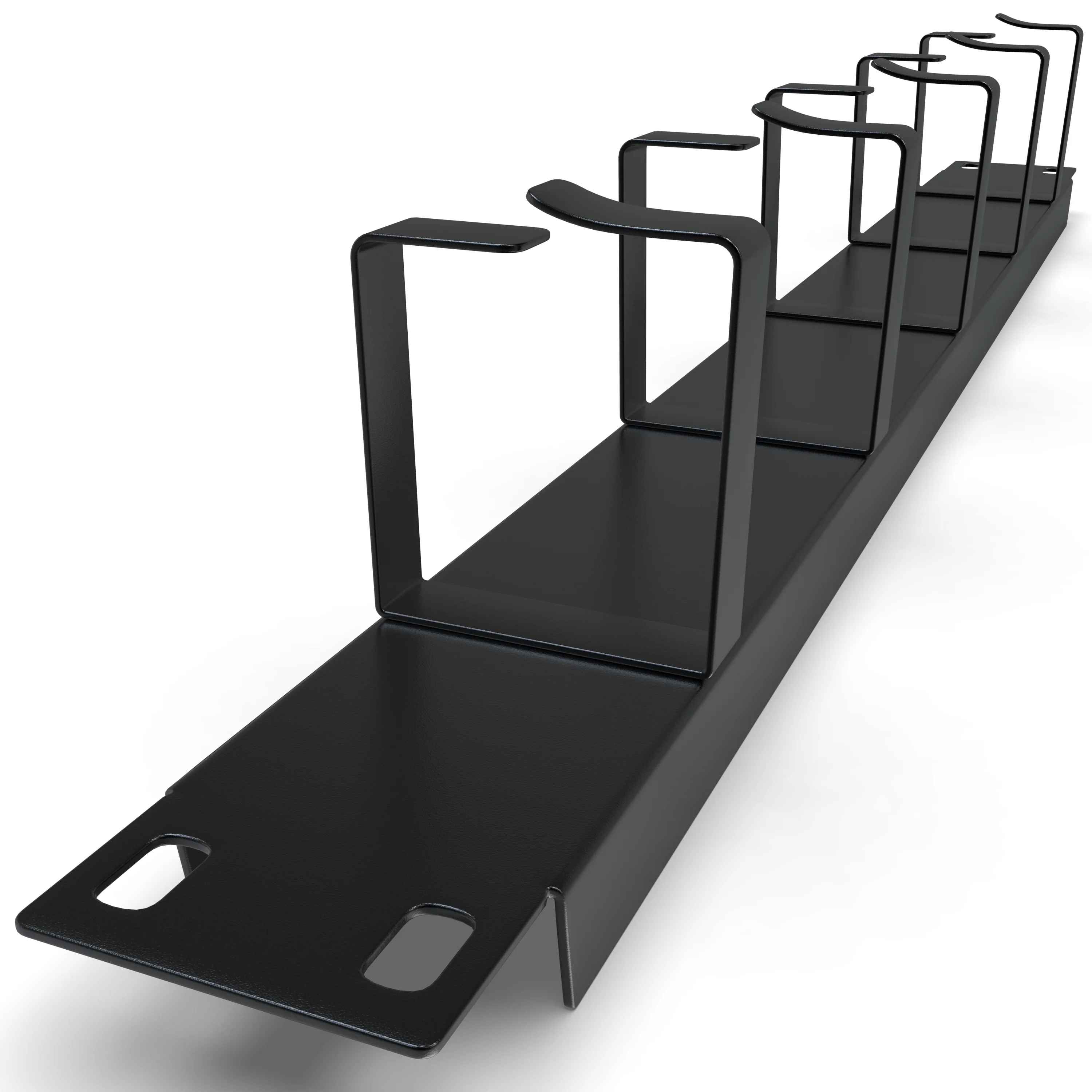 Cable Management Panel - 2-Pack 1U Wire Manager with 5 D-Ring Hooks Horizontal Rackmount - Image 2