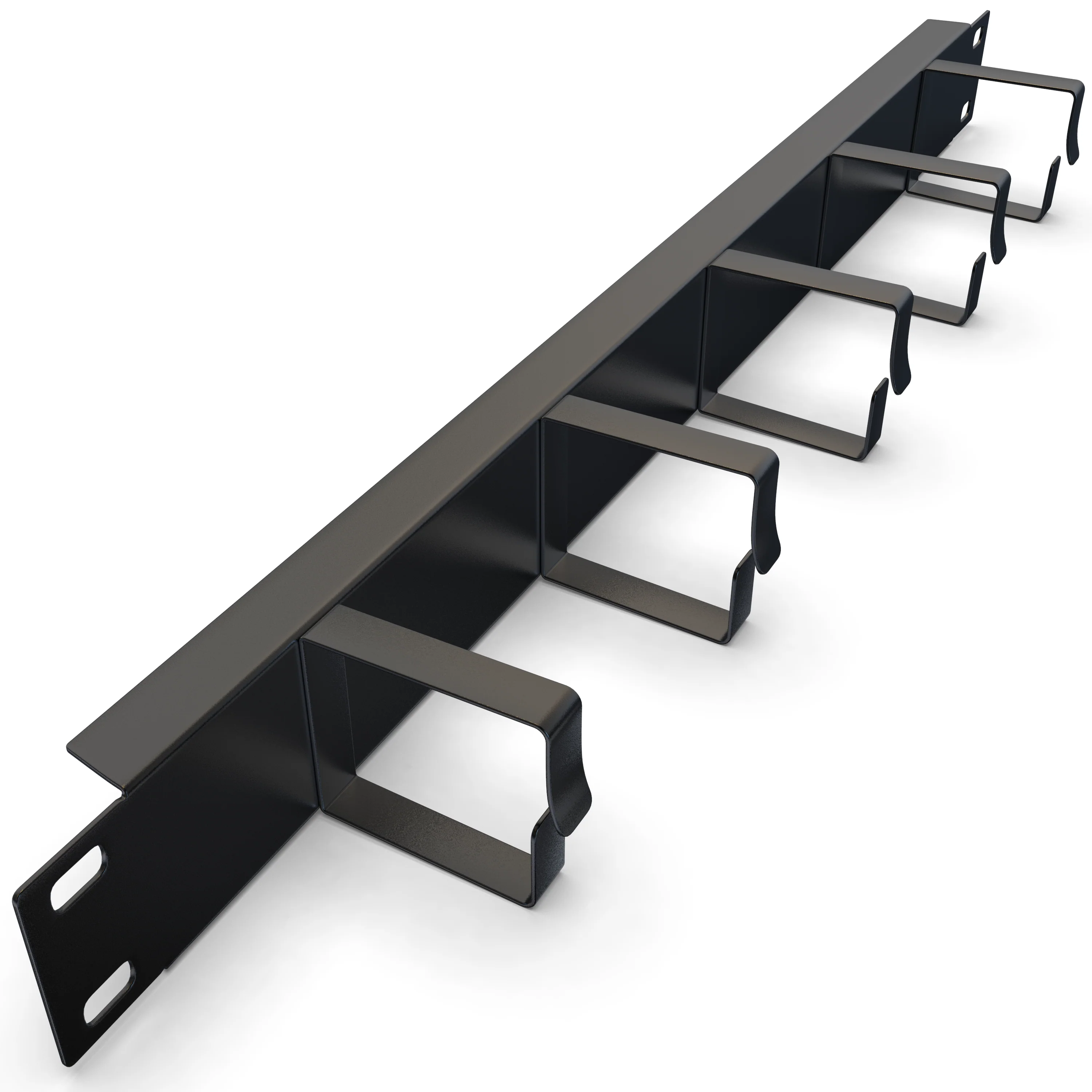 Cable Management Panel - 2-Pack 1U Wire Manager with 5 D-Ring Hooks Horizontal Rackmount - Image 4