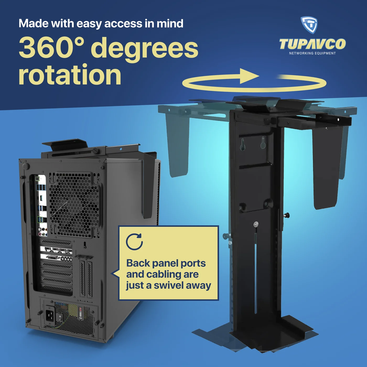 CPU Holder Under Desk Mount - PC Computer Tower Case Holder for Table, Wall or Standing Desk - Image 6
