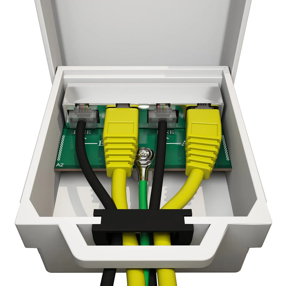 Tupavco TP323 Dual Outdoor Ethernet Surge Protector 2-Line GbE Gigabit PoE RJ45 - Image 4