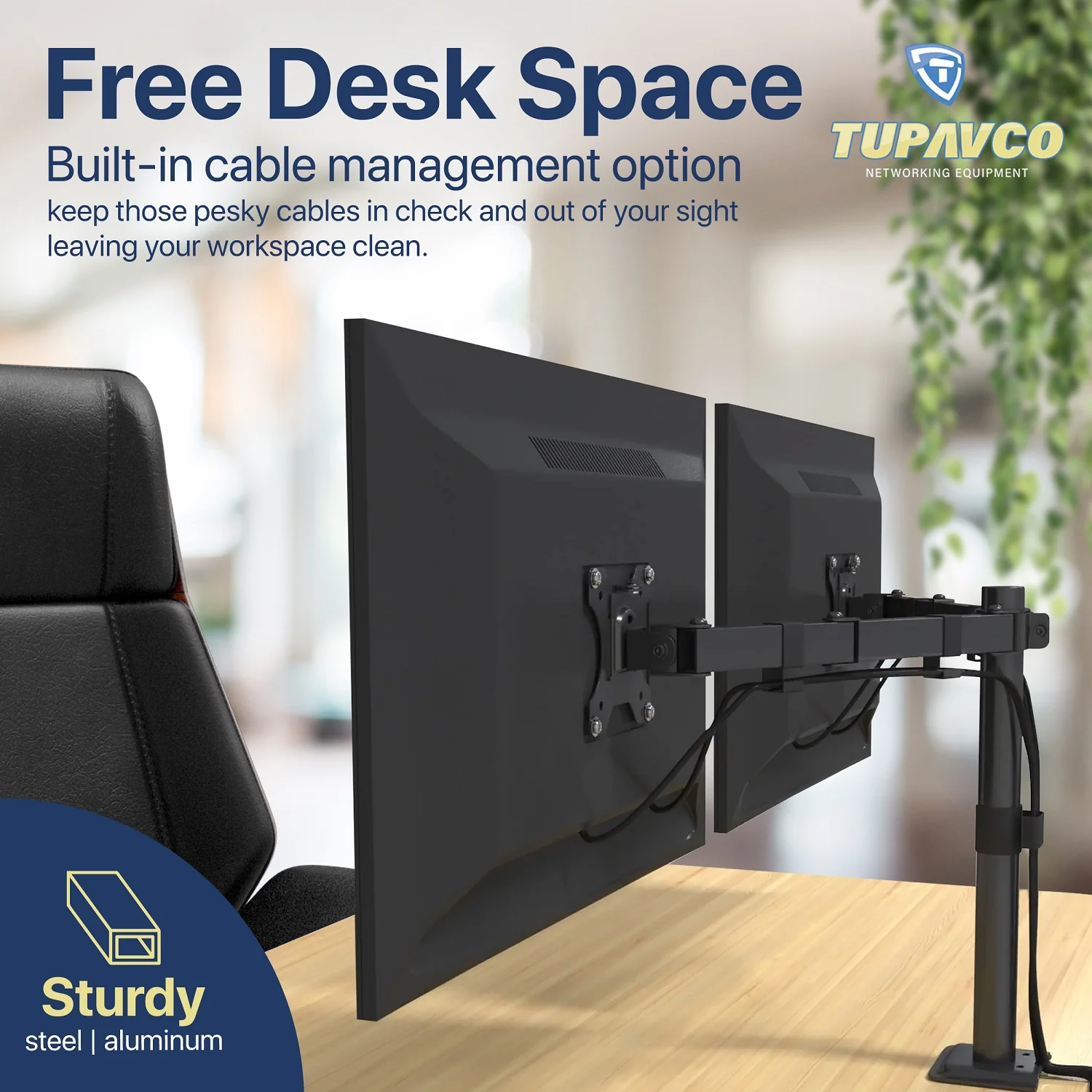 Dual Monitor Arm - Monitor Stand - Fully Adjustable Motion (Rotation/Tilt/Swivel) - Image 10