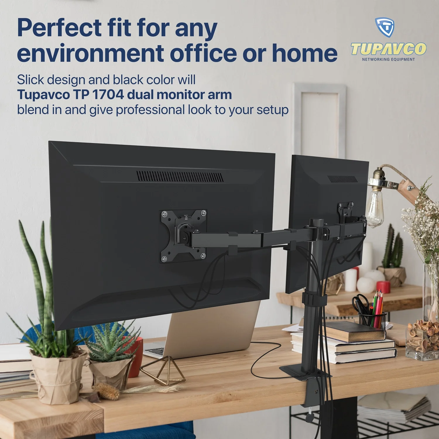 Dual Monitor Arm - Monitor Stand - Fully Adjustable Motion (Rotation/Tilt/Swivel) - Image 6