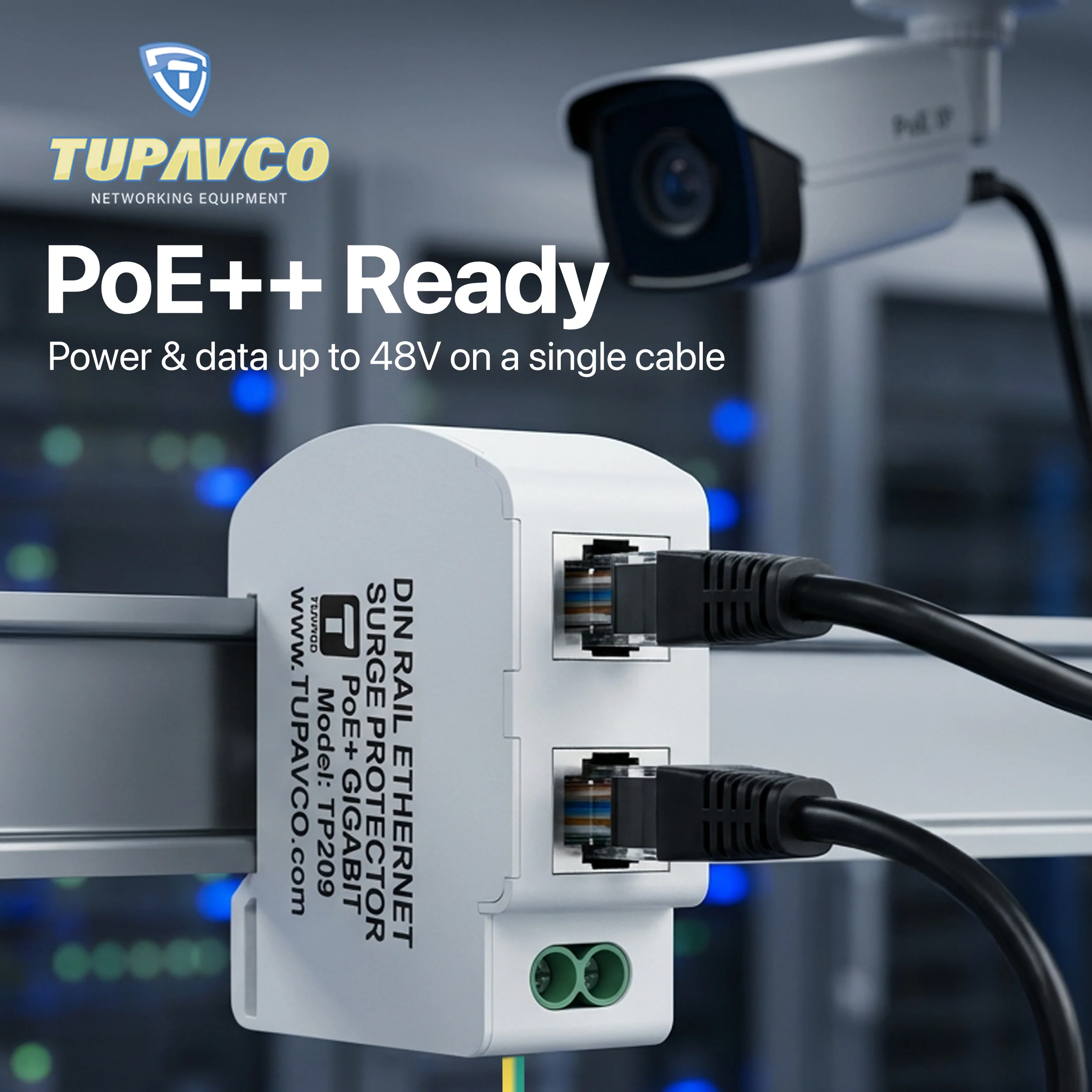 Ethernet Surge Protector DIN Rail Mounted Gigabit - Compatible with PoE++ - Tupavco TP209 - Image 4