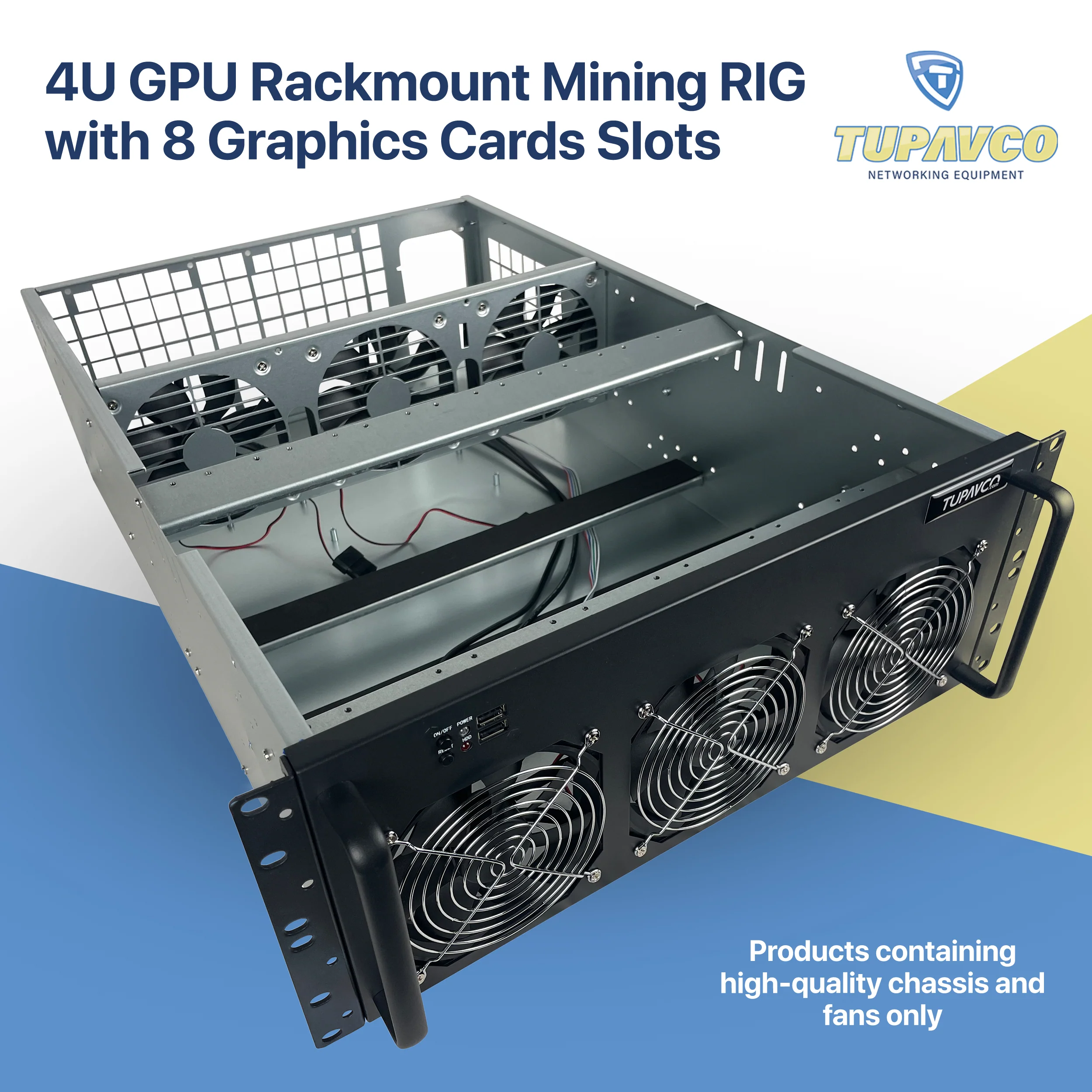 8 GPU Mining Rig Case - 4U Rack Mount Miner Server Chassis Frame (8 Graphic Card Slots) - Image 2