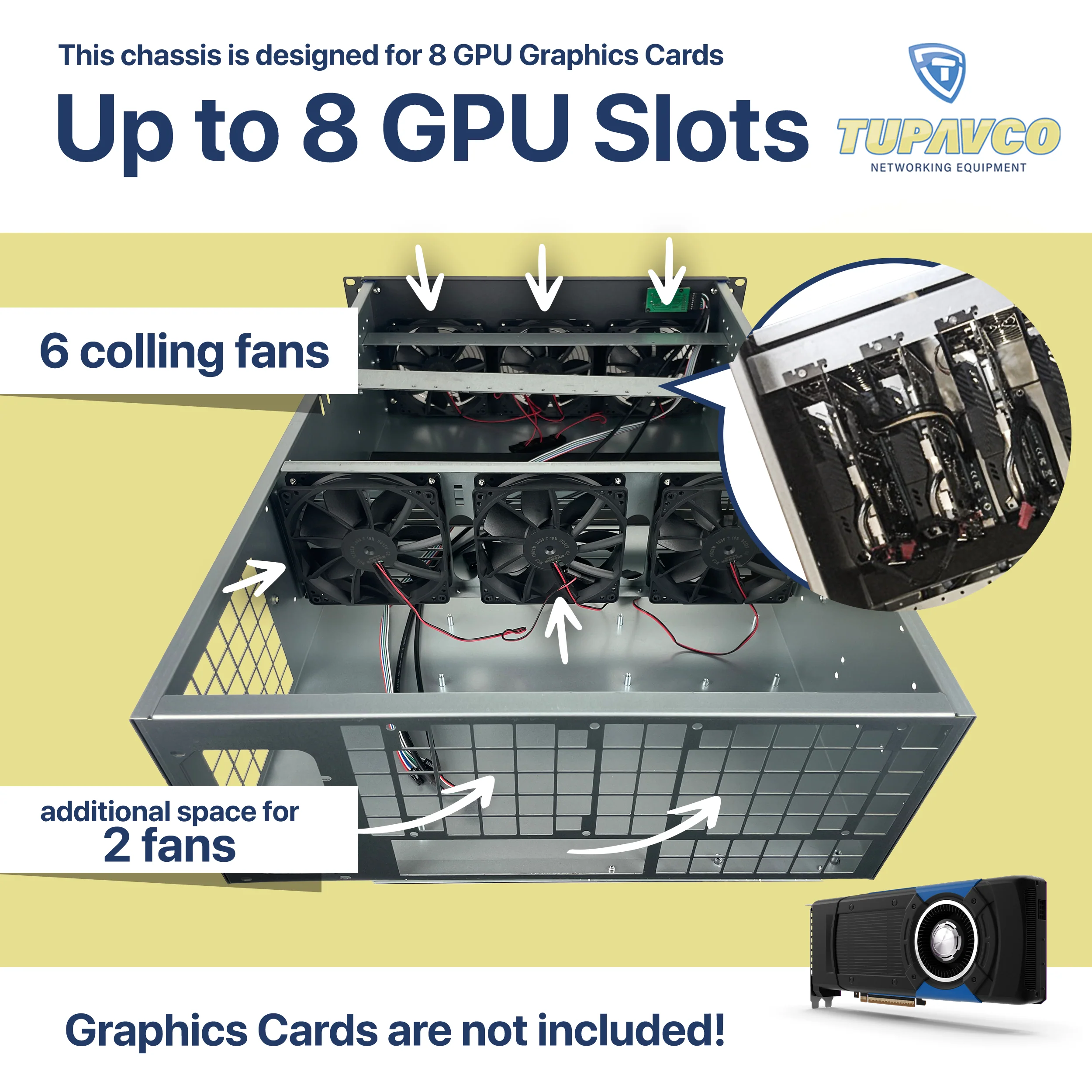 8 GPU Mining Rig Case - 4U Rack Mount Miner Server Chassis Frame (8 Graphic Card Slots) - Image 4