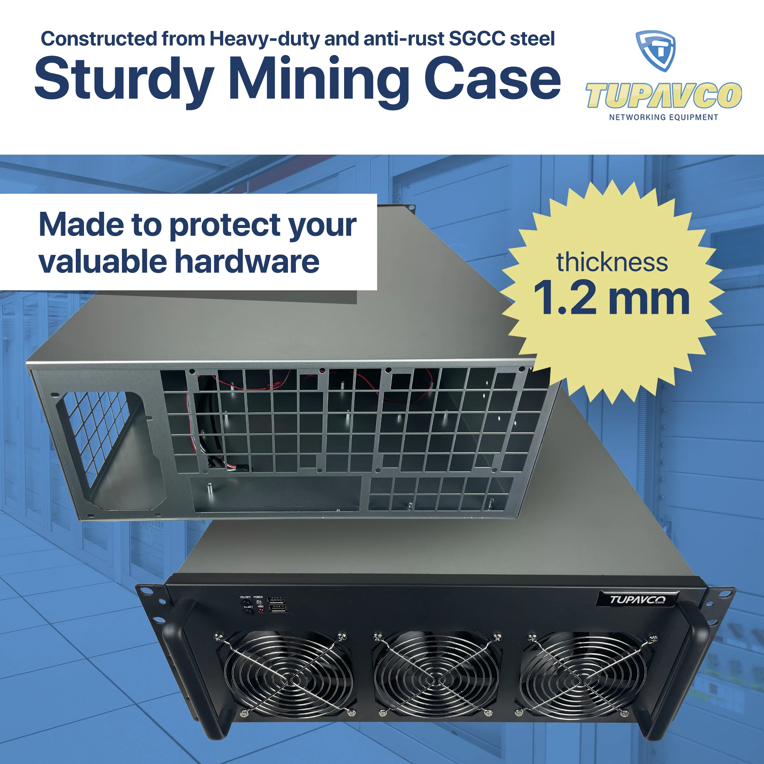 8 GPU Mining Rig Case - 4U Rack Mount Miner Server Chassis Frame (8 Graphic Card Slots) - Image 5