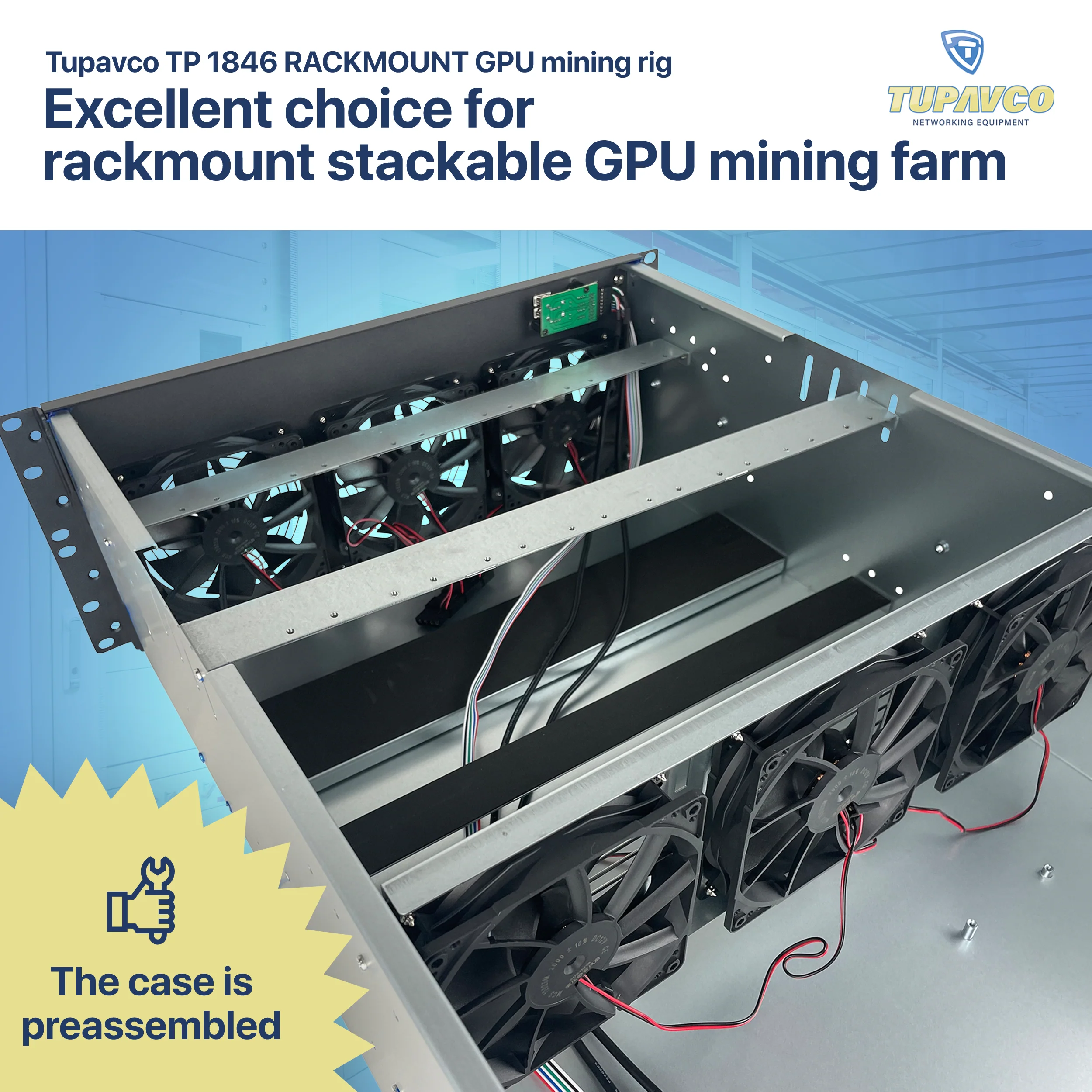 8 GPU Mining Rig Case - 4U Rack Mount Miner Server Chassis Frame (8 Graphic Card Slots) - Image 7
