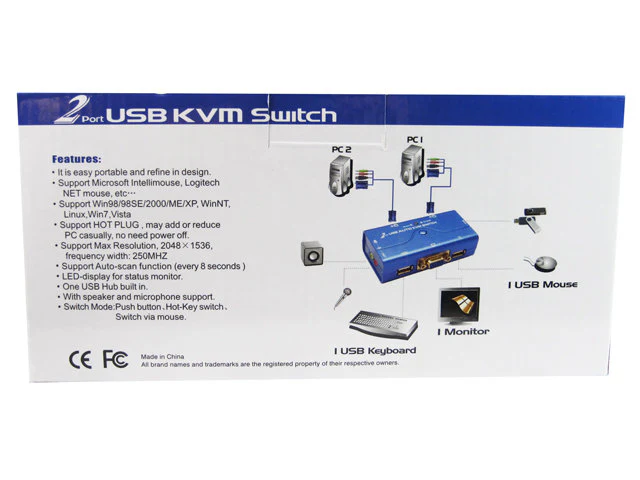 KVM Switch 2 Port Automatic Splitter w VGA/Audio/USB Cables 2048×1536 Auto Ports - Image 6