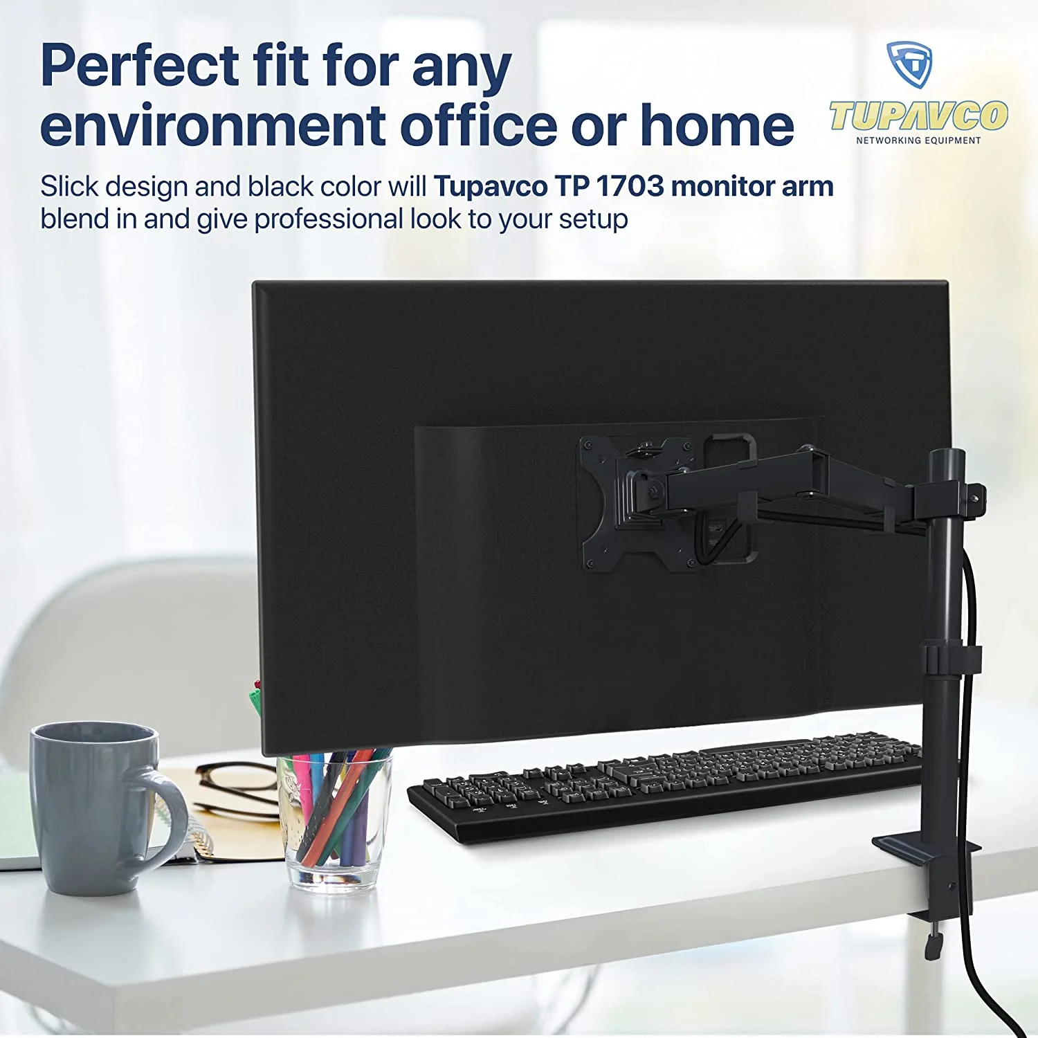 Monitor Stand - Single Monitor Arm - Fully Adjustable Motion (Rotation/Tilt/Swivel) - Up to 32 inch 17.6 LB - Image 3