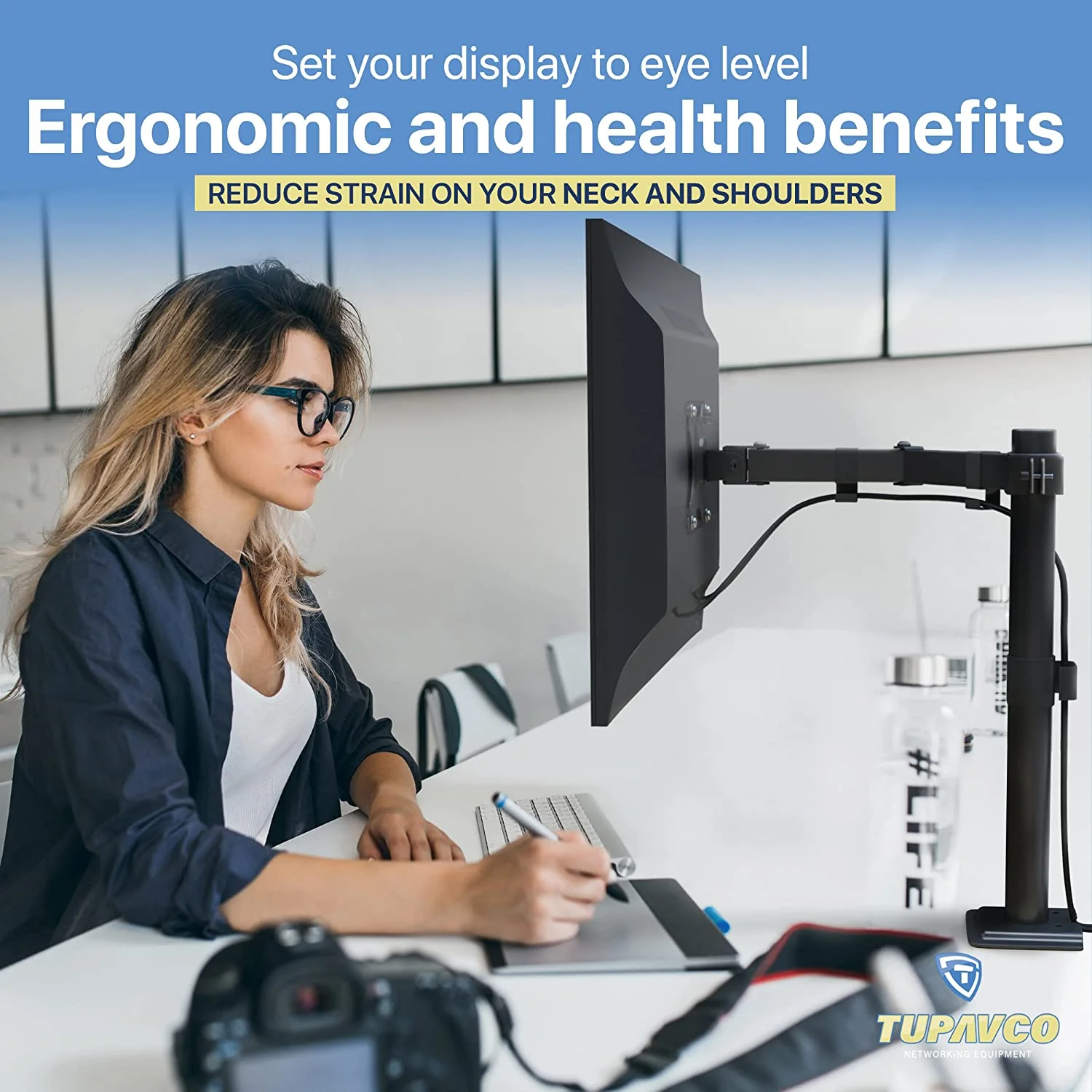 Monitor Stand - Single Monitor Arm - Fully Adjustable Motion (Rotation/Tilt/Swivel) - Up to 32 inch 17.6 LB - Image 6