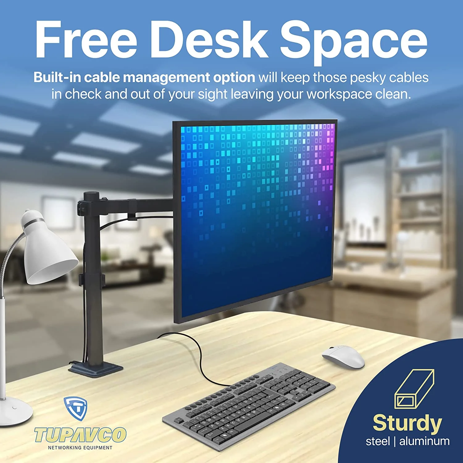 Monitor Stand - Single Monitor Arm - Fully Adjustable Motion (Rotation/Tilt/Swivel) - Up to 32 inch 17.6 LB - Image 7