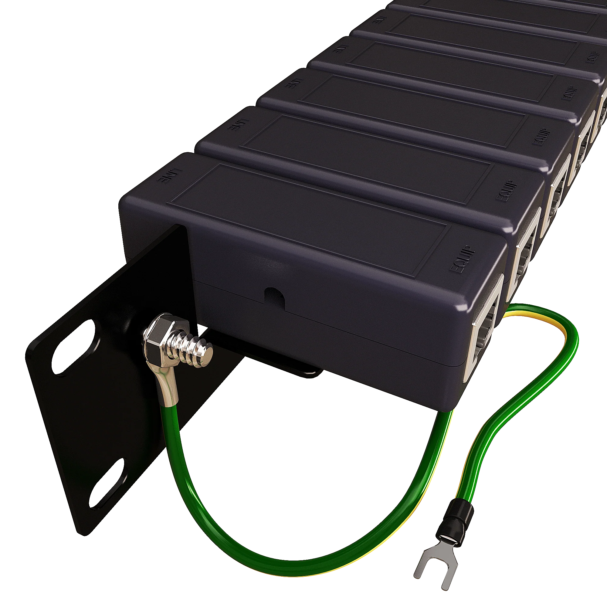 Rack Mount Rail Panel 19" with 16x DIN Ethernet Surge Protectors GbE PoE+ Gigabit 1000Mbs - Image 5