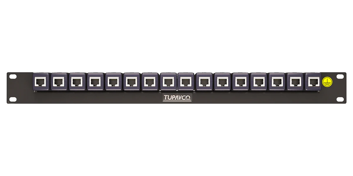 Rack Mount Rail Panel 19" with 16x DIN Ethernet Surge Protectors GbE PoE+ Gigabit 1000Mbs - Image 6