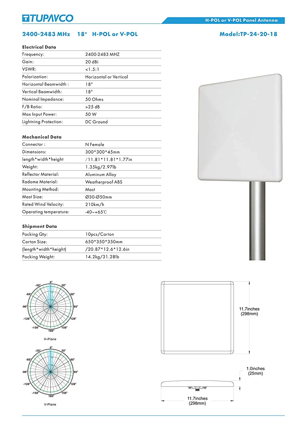 Panel Antenna 2.4GHz WiFi 20dBi Wireless Outdoor 18° Directional N (f) High Gain Range - Image 9