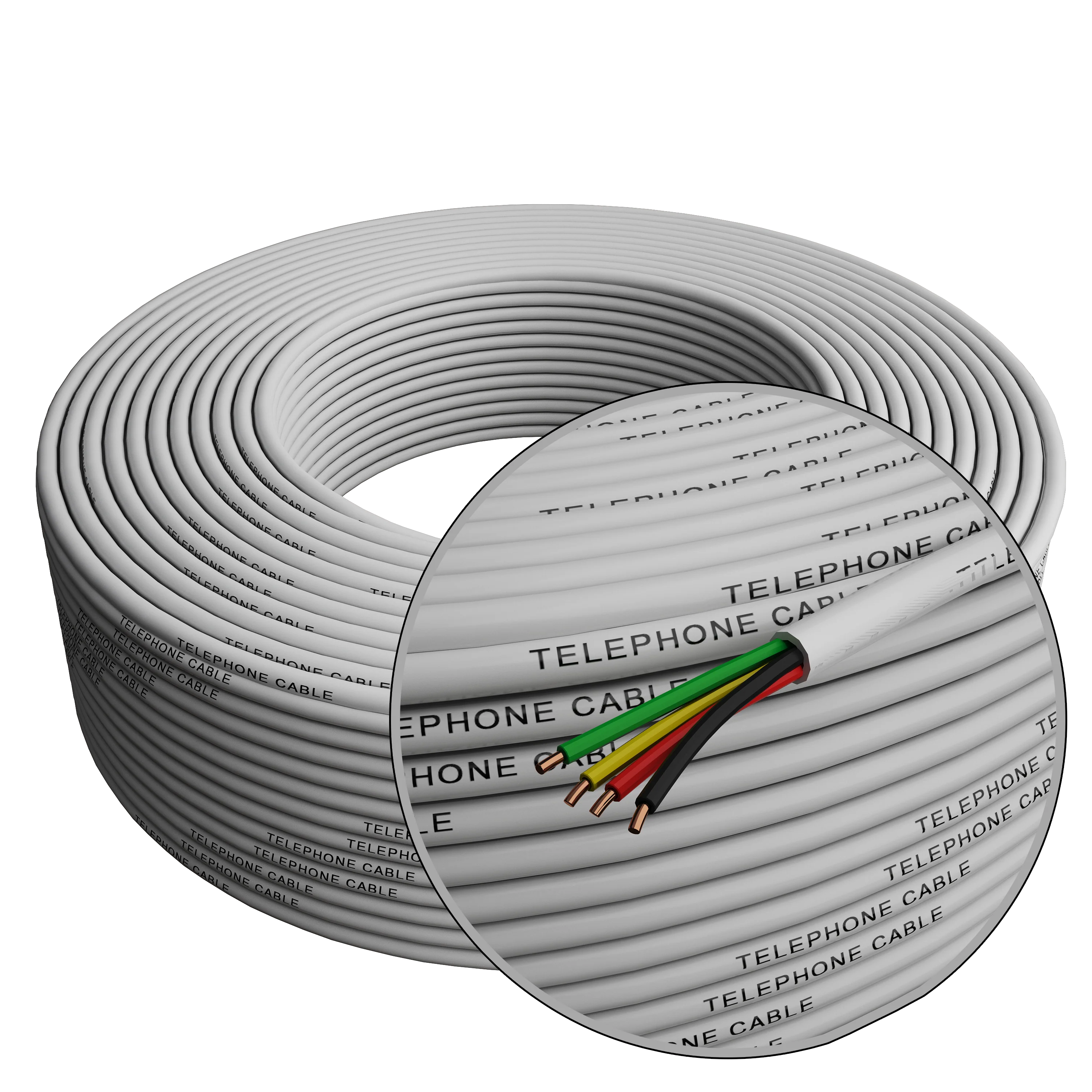 Phone Cable 300ft Rounded White Roll (100 M - 328 ft) 4X1/0.4 Reel Round Telephone Long Cord - Image 3