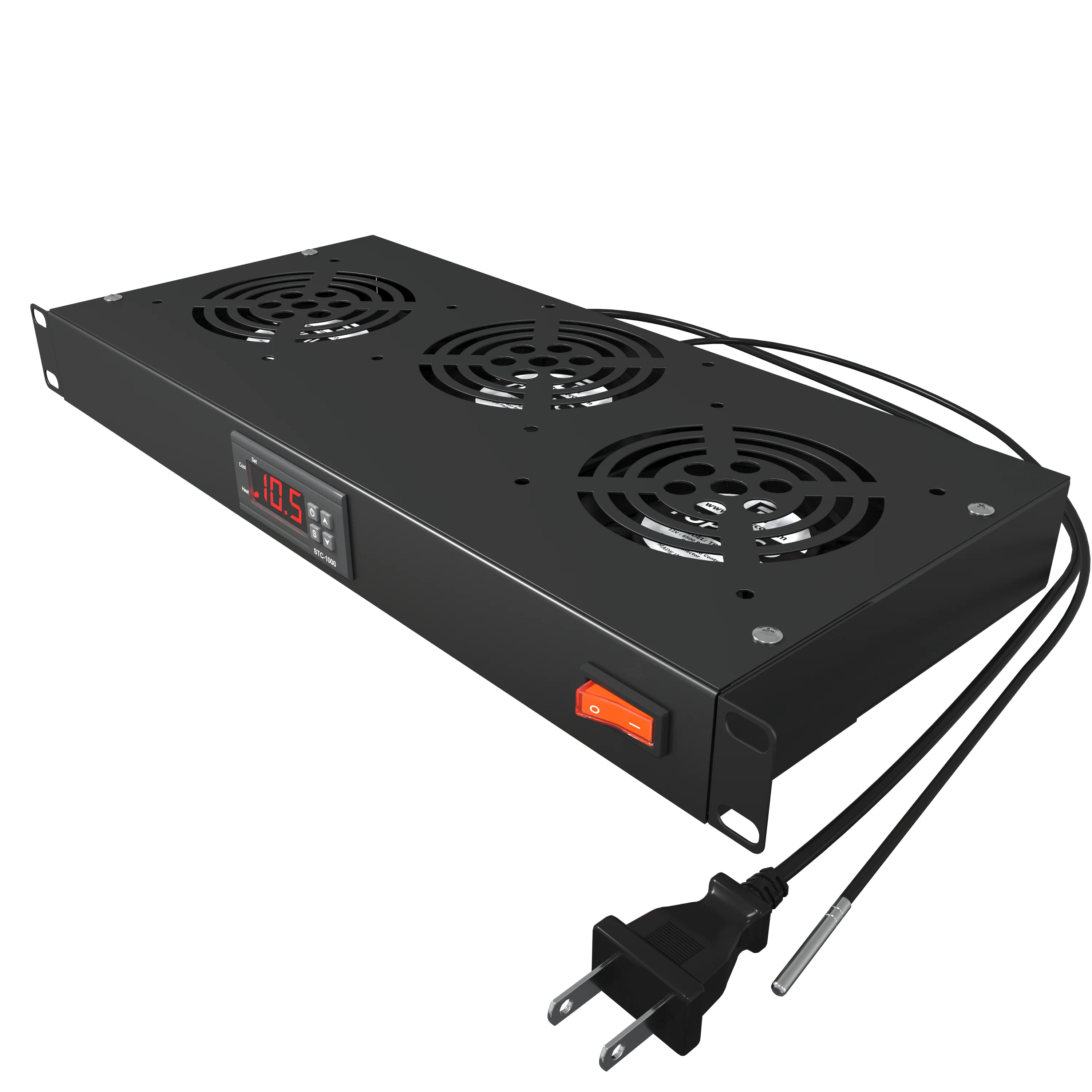 Rack Mount Fan - 3 Fan Server Cooling System - 1U 19" Rackmount Cabinet Panel Adjustable Temperature Control - Image 11