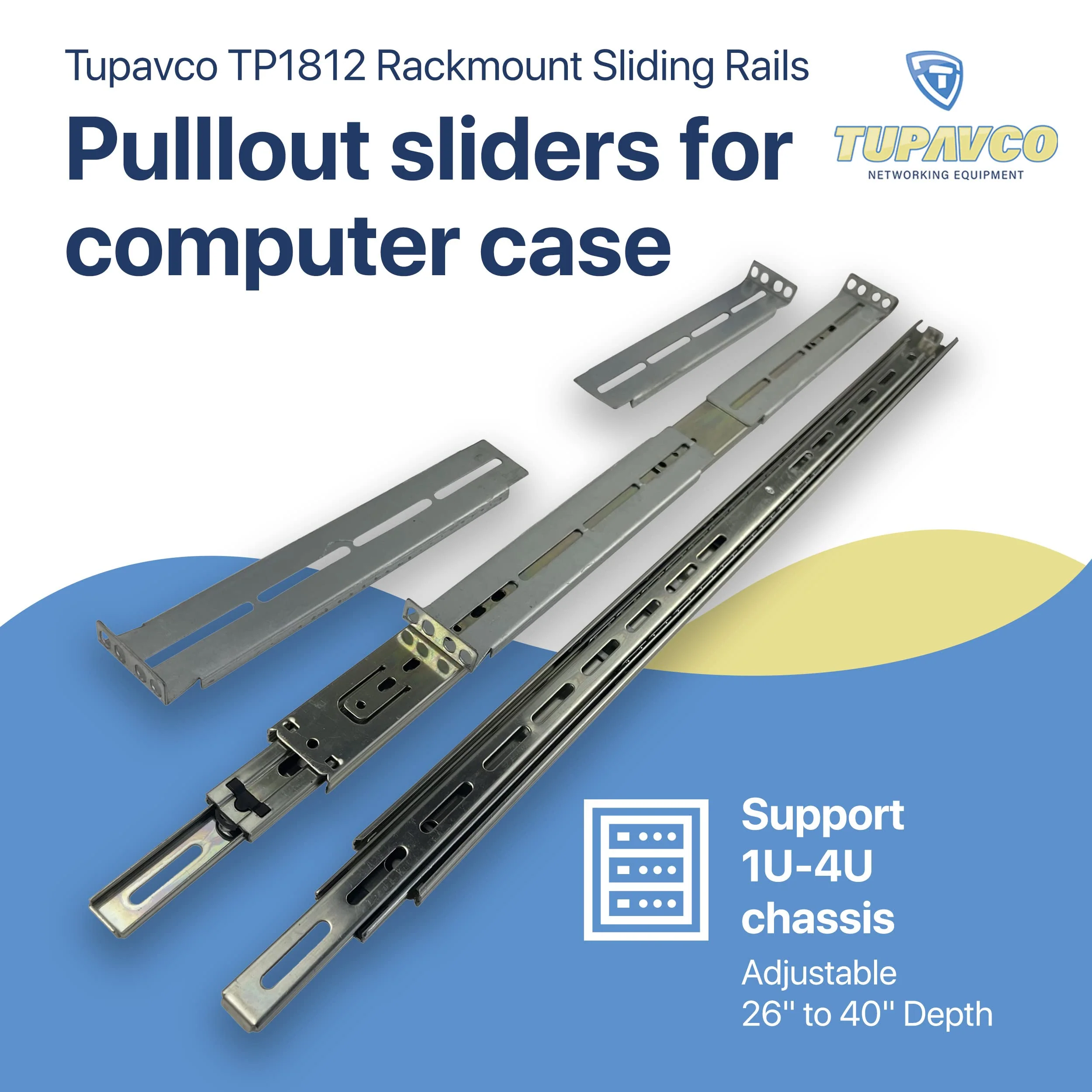 Rackmount Sliding Rails - Kit for 1U-4U Chassis (Adjustable 26" to 40" Depth) 2 or 4 Post Mount Sliders for Server Case - Tupavco TP1812 - Image 6