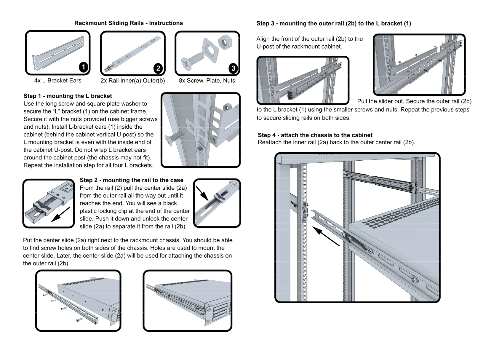 Rackmount Sliding Rails - Kit for 1U-4U Chassis (Adjustable 18" to 25" Depth) 2 or 4 Post Mount Sliders for Server Case - Tupavco TP1811 - Image 8