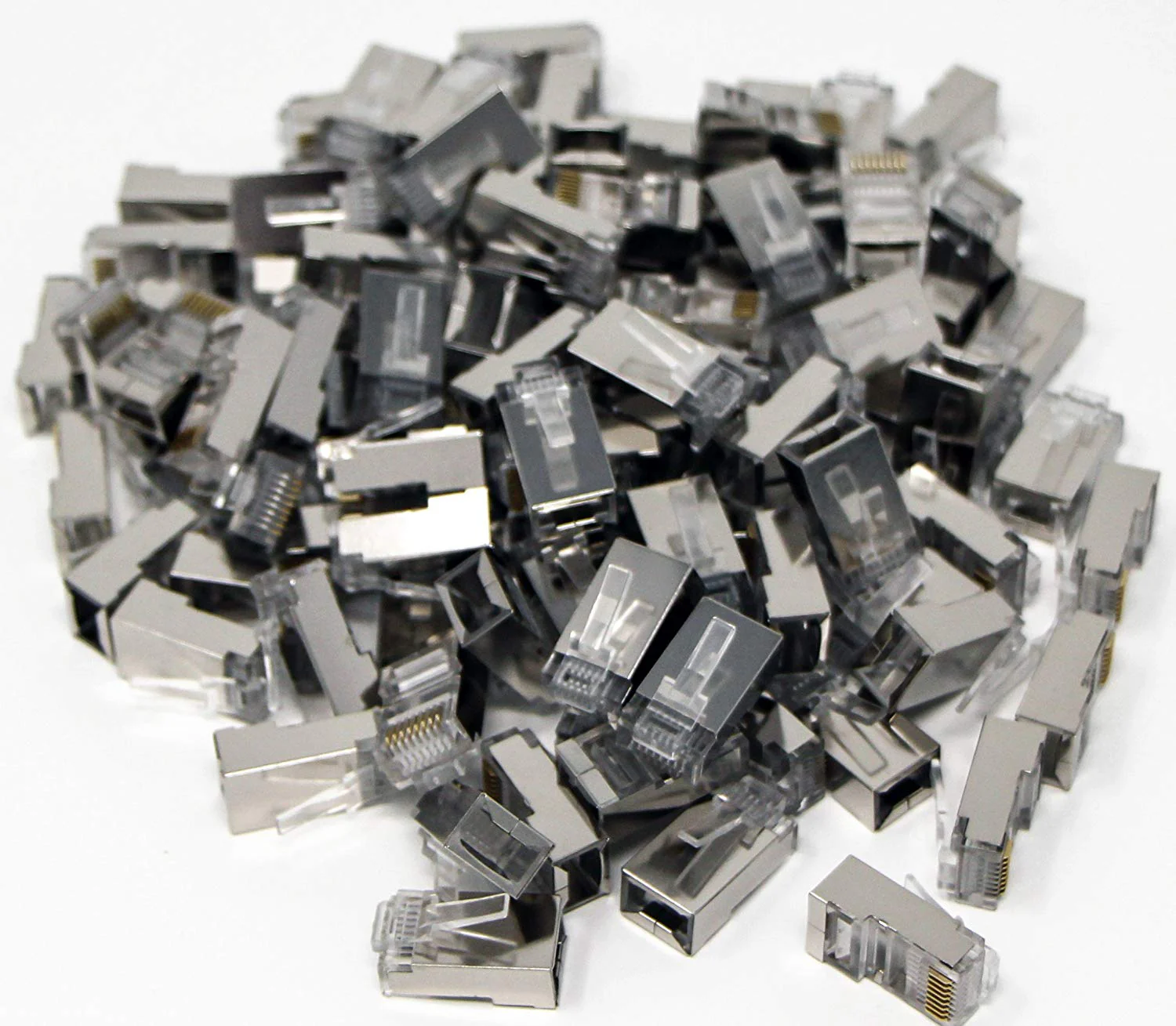 Shielded RJ45 CAT5 CAT5E Crimp Connector (100 Pack Bag) 8P8C STP Ethernet Network Cable Plug - Image 7