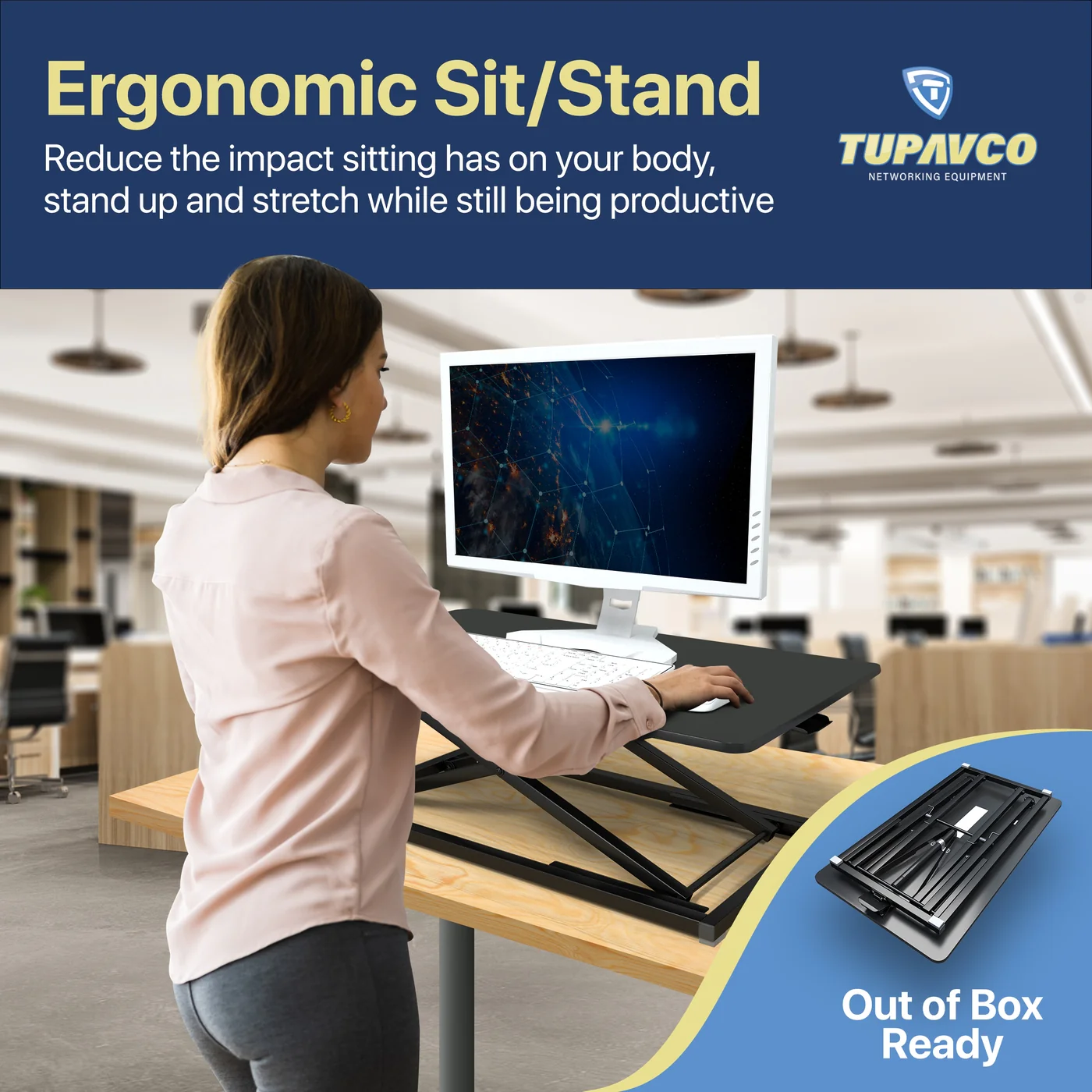 Standing Desk Converter - Tabletop Riser 31"x17" - Laptop/Monitor/Workspace Rising Platform - Image 11