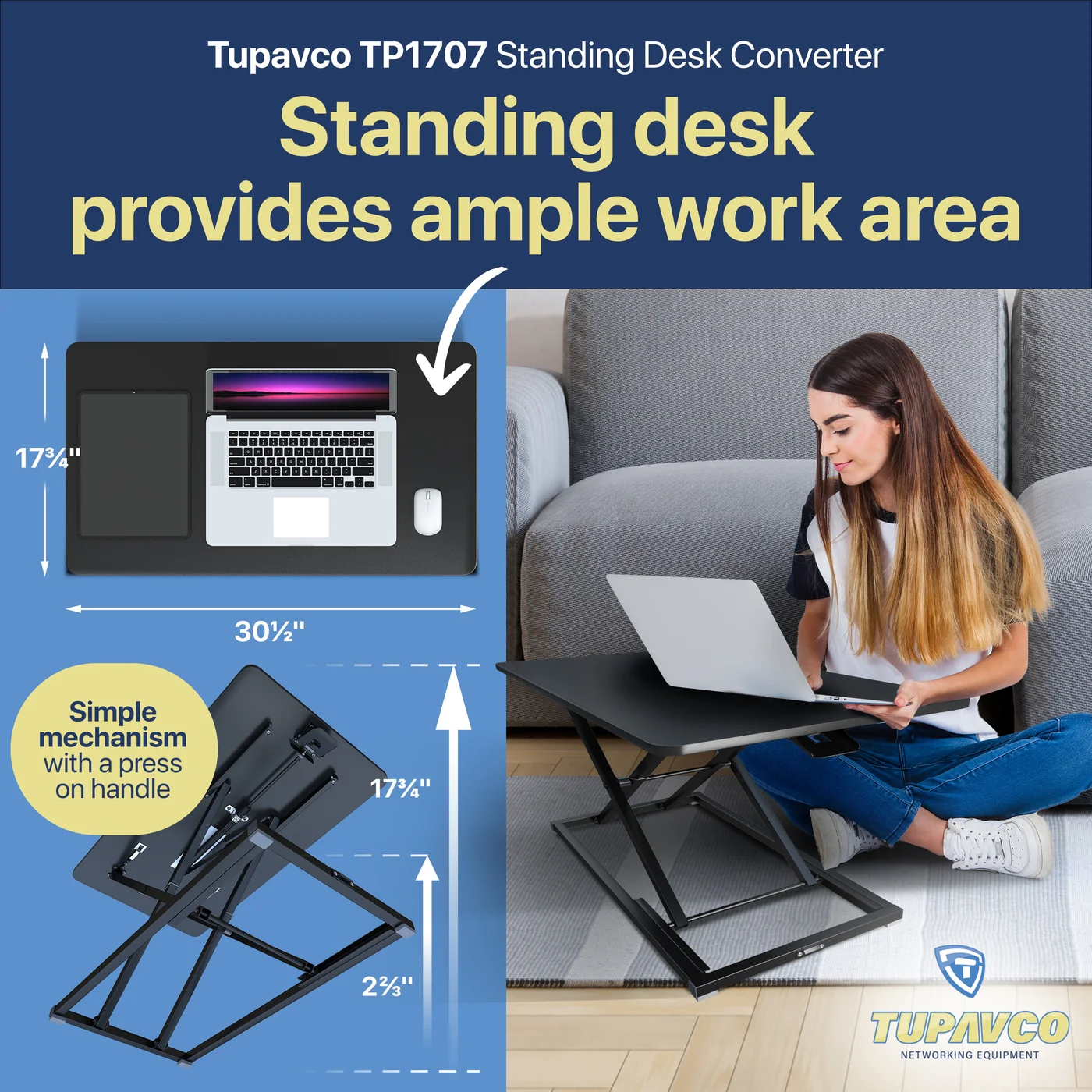 Standing Desk Converter - Tabletop Riser 31"x17" - Laptop/Monitor/Workspace Rising Platform - Image 13