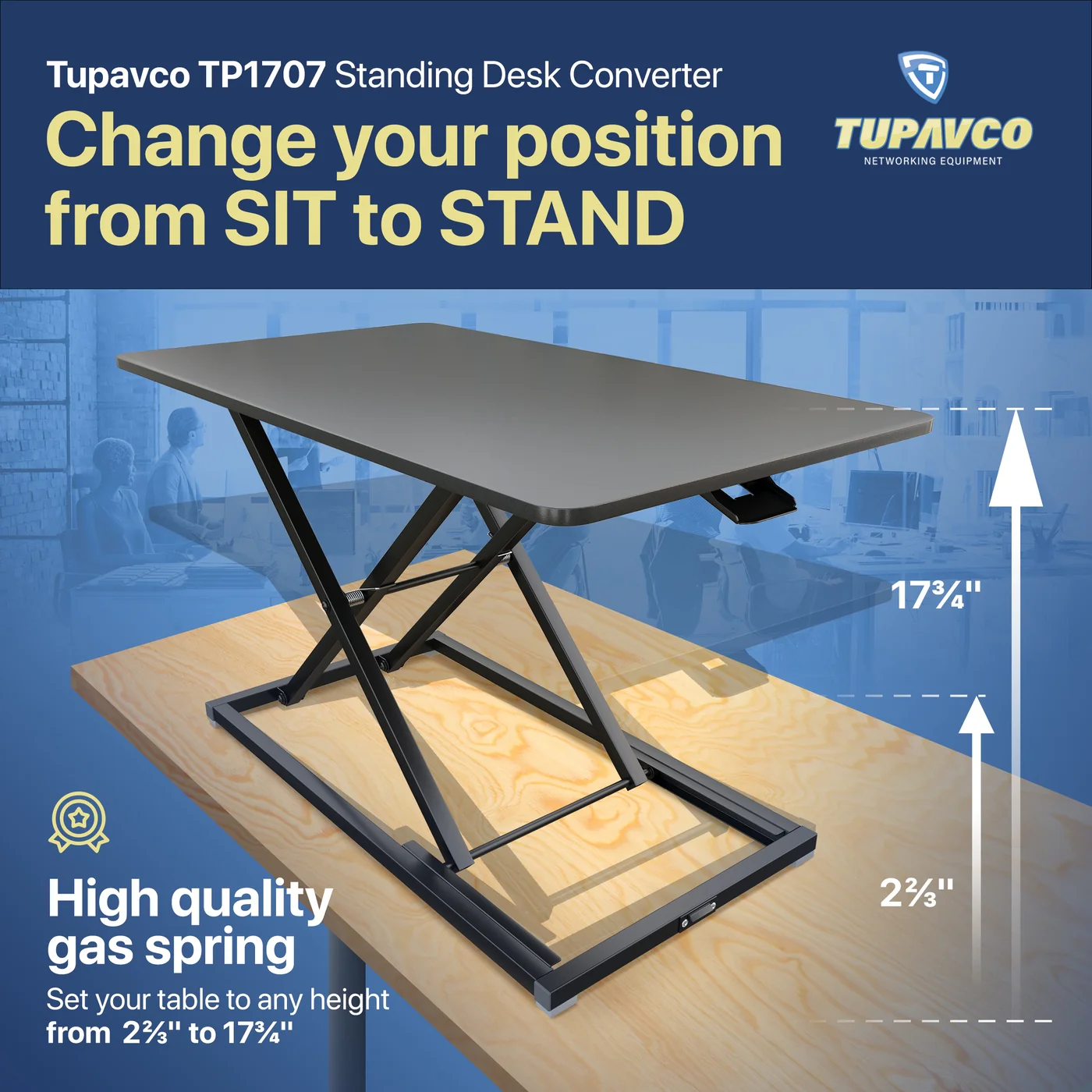Standing Desk Converter - Tabletop Riser 31"x17" - Laptop/Monitor/Workspace Rising Platform - Image 9