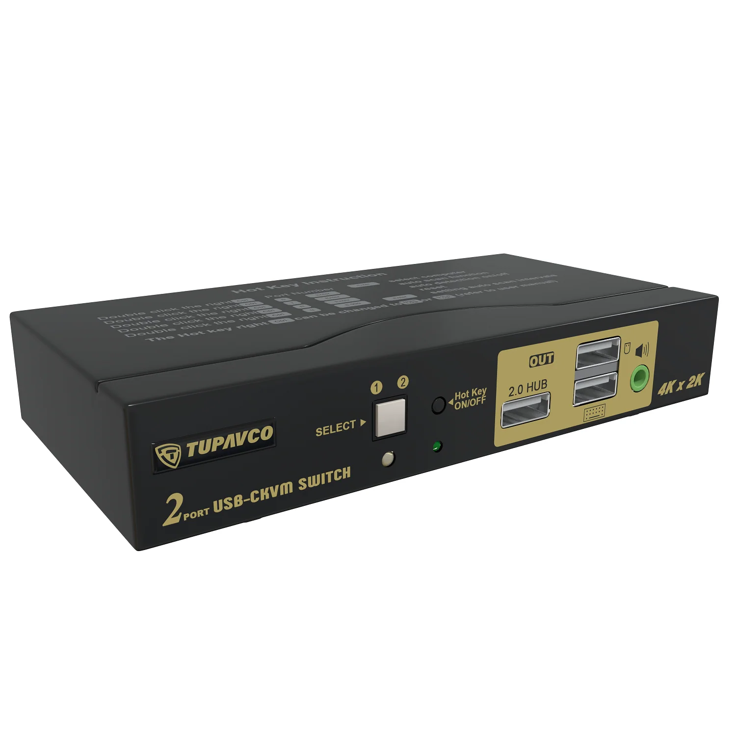 USB-C KVM Switch - (2 Ports) Control Two Computers w/One Shared Keyboard/Monitor/Mouse - HDMI and Audio Output - Tupavco TKVM-U2 - Image 3